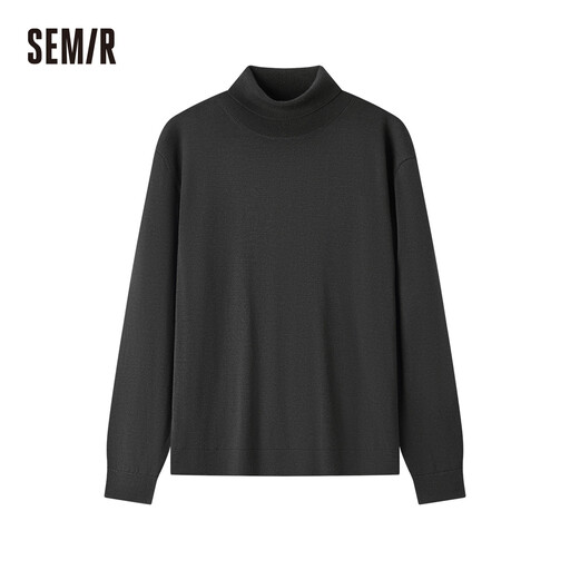 SEMIR Men's High Neck Knitted Jumper Warm Fitted Versatile Basic Dark Grey M
