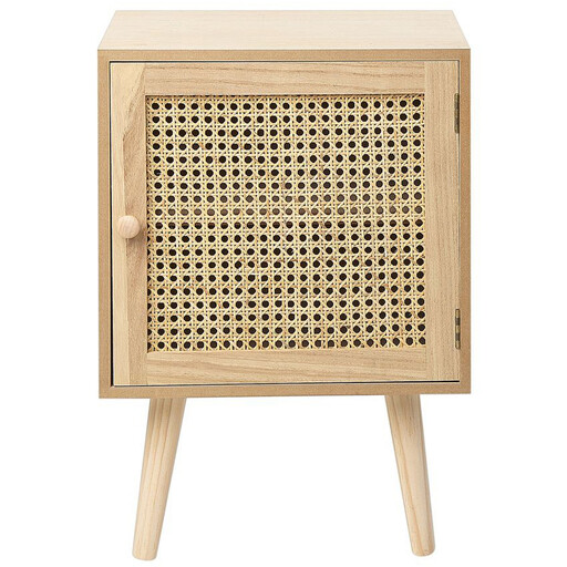 Beliani Rattan Door Bedside Table Light Wood ALMO