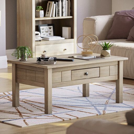 Vida Designs Panama Coffee Table with one drawer in an oak stain finish