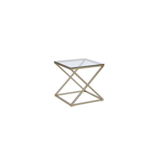 jahnke XTRA side table with clear glass top and golden legs