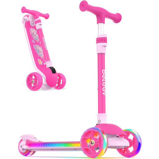 BELEEV Scooter - Children's Tricycle Scooter - A9 Folding Model with Lights - Pink