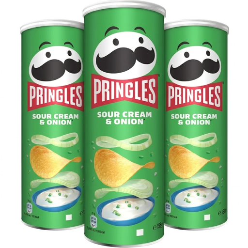 Pringles Sour Cream & Onion, three 185 g packs