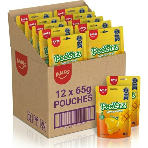 Amos Peelerz Mango 65g, pack of twelve