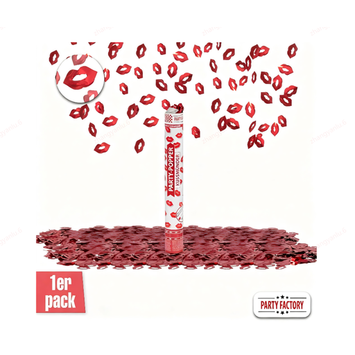 Party Factory Konfettikanone, 40 cm, Kussmund-Design