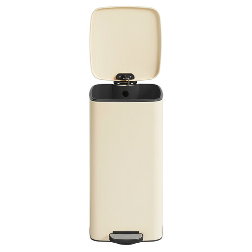 JOYFURNOS Trash Can, 8-Gallon Trash Bin, Stainless Steel Kitchen Garbage Can, Sand Beige