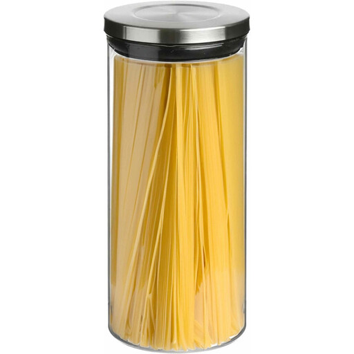 5five Glass Storage Jar with Stainless Steel Lid - 1.7L, Transparent