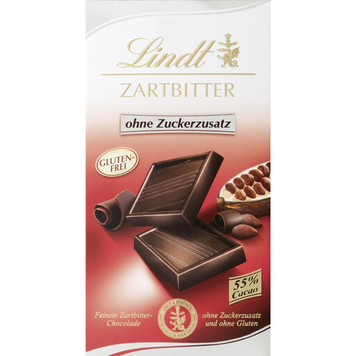 Lindt Dark Chocolate Bar No Added Sugar, 100g