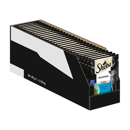 Sheba Portion Pouch Wet Cat Food Delikatesse in Jelly with MSC-Certified Tuna 28 x 85g