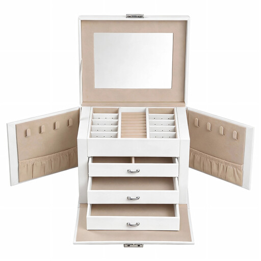 Ochama 4-Tier Jewellery Box, Lockable Jewellery Organiser