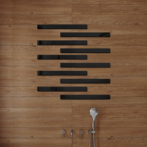 10 PVC mirror stickers forming black vertical stripes