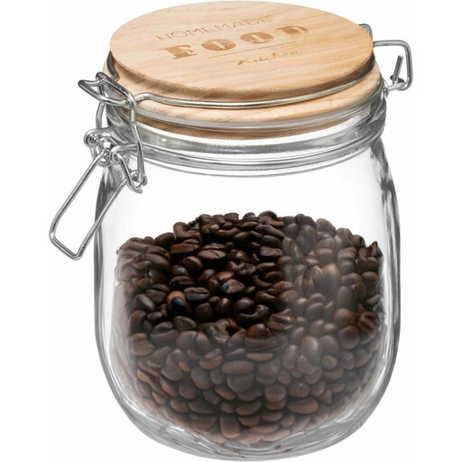 5five Glazen en Houten Voorraadpot - 0.75 L