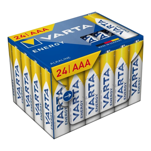 VARTA AAA batteries, pack of 24, energy, alkaline, 1.5 V, cube