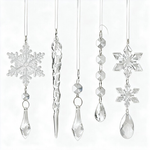 10Pcs Christmas Acrylic Snowflake Simulation Ice Pendants