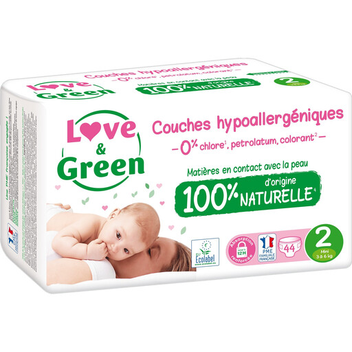 LOVE & GREEN couches bébé taille 2, 44 couches