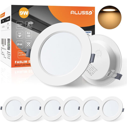 Lot de 6 Spots de Plafond Encastrables LED Extra Plats 230V IP44