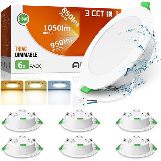 Spots LED Encastrables Plats Dimmables, 230V 10W 1050lm, Lot de 6