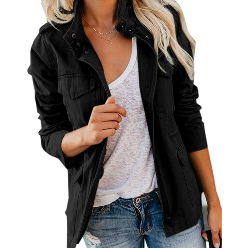 Women's Military Anorak Jacket in black