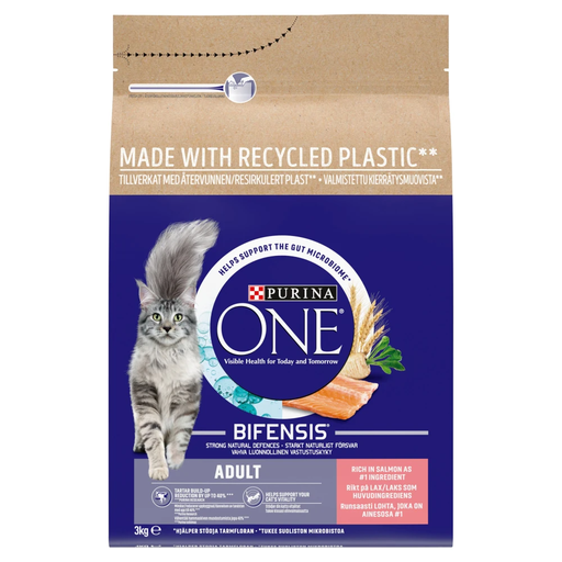 Purina ONE Adult Cat Food with Salmon & Whole Grains 3kg
