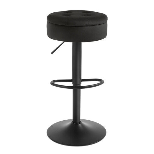 Woltu Bar Stool, Tall Swivel Stool, Modern With Footrest For Kitchen, Dining Room, Bar, Velvet + Metal, Black