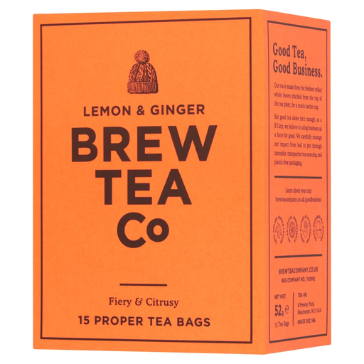 Brew Tea Co Lemon & Ginger, 15 Tea Bags, 52g