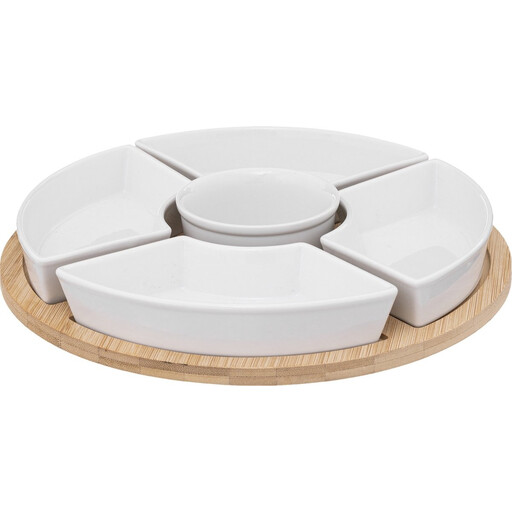 Round 6-Piece White Bamboo Snack Set