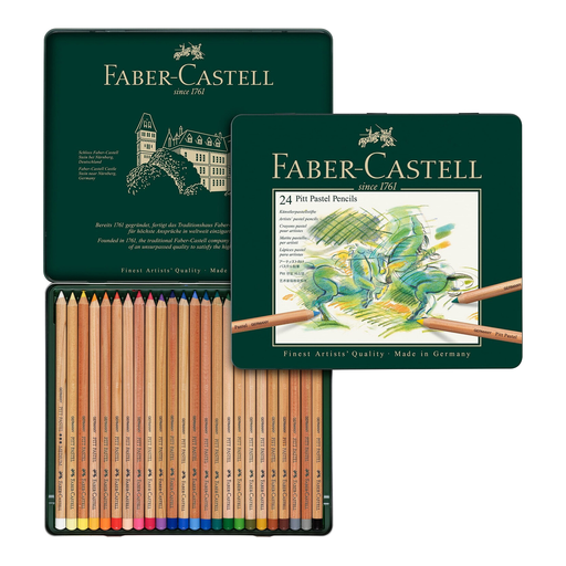 Faber-Castell 112124 - Pitt Pastel Colored Pencil Set, 24 Colors, Metal Box
