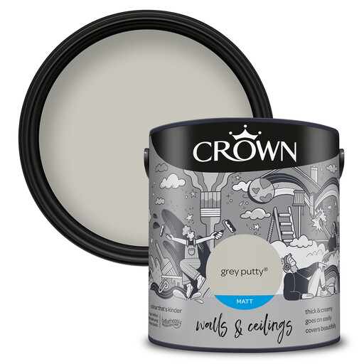 Crown Matt Emulsion Grey Putty 2.5L