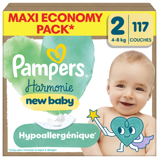 Pampers Harmonie Diapers Limited Edition, Size 2, 117 Diapers, 4kg-8kg