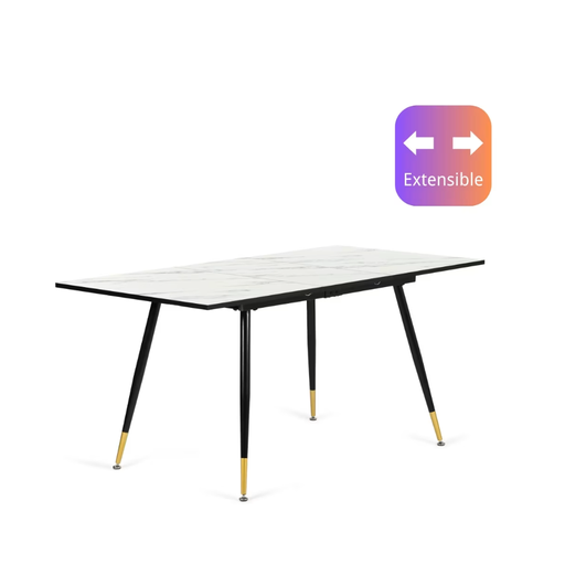 Extendable dining table with white marble effect by Urban Meuble