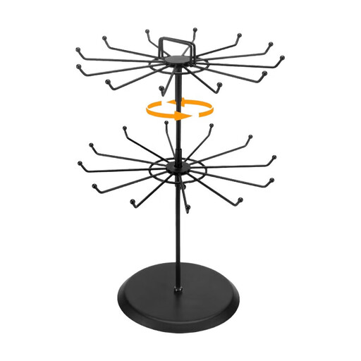 MyGift 2 Tier Black Metal Rotating Necklace and Bracelet Organizer