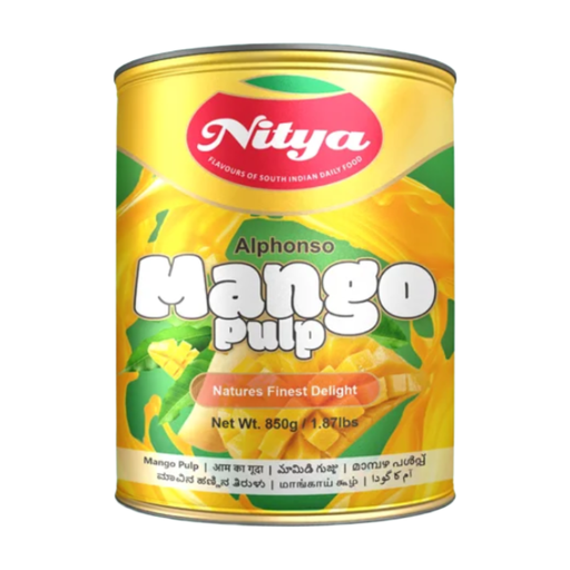 Alphonso mango pulp in a can