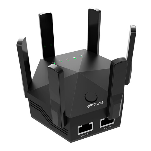 双频 1200 Mbps Wi-Fi 信号扩展器，配备 6 根可调天线