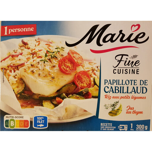 Marie cod en papillote with rice and vegetables, 300 g
