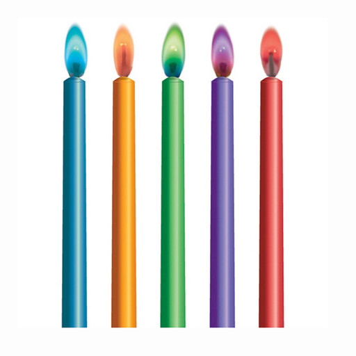 Unique Party Candles, Colour Flame and Holders, 10 Pack