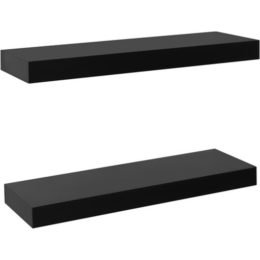 vidaXL Floating Wall Shelves Set - Black, 40 x 20 x 3.8 cm, 2 pcs