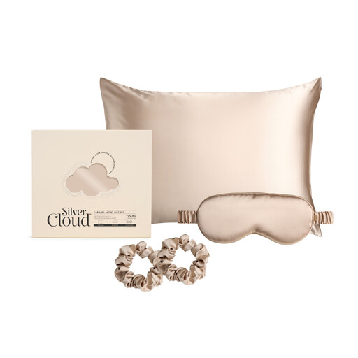 Silver Cloud Satin Giftset Infused with Silver Ions Caramel