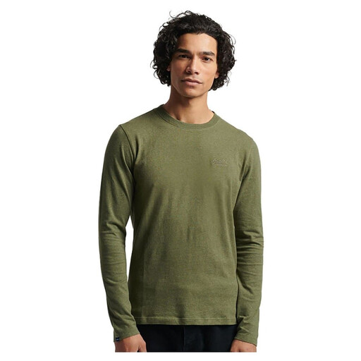 SUPERDRY Long-Sleeve T-Shirt with Vintage Logo, Olive Green