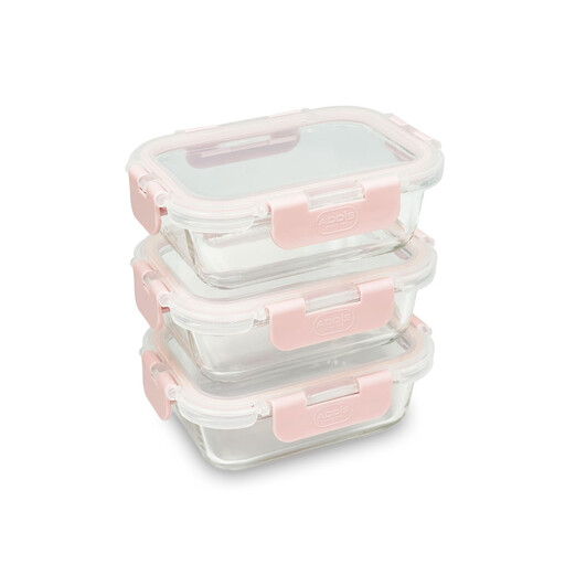 Addis Glass Food Storage Containers, 370ml, Set of 3