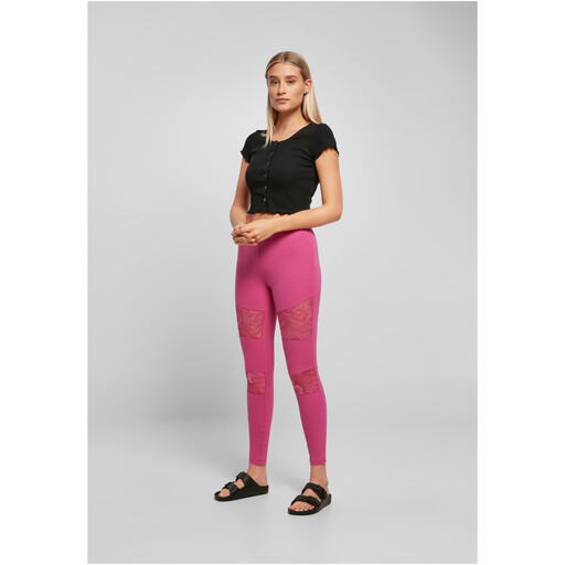 Urban Classics Ladies Laces Inset Leggings in Brightviolet