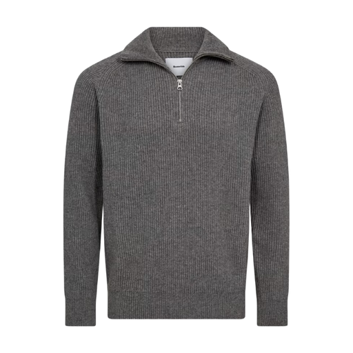 Rester?ds Liam Knit Zipper Pullover Light Grey Melange L