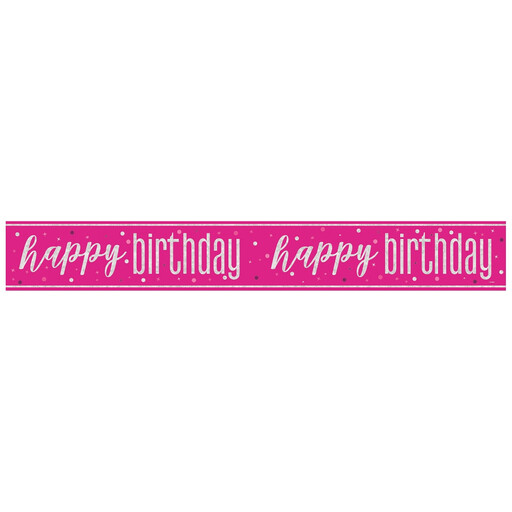 Unique Party Glitz Pink Happy Birthday Banner