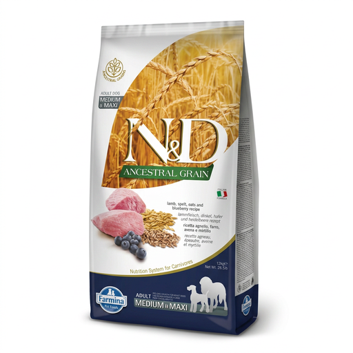 Aliment sec Farmina N&D Ancestral Grain Adult Dog Medi Maxi Lamb 12 kg
