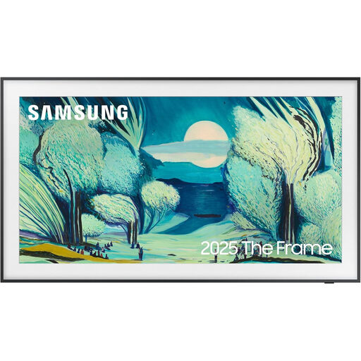 Samsung The Frame 50-inch TV on a wall displaying a photograph