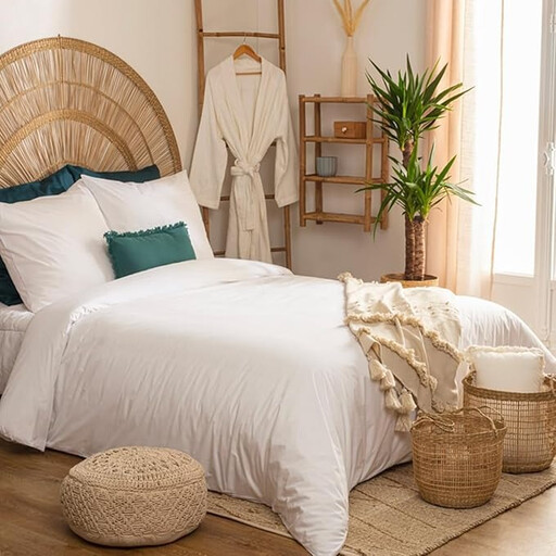 Pure Cotton Percale Bedding Set in White
