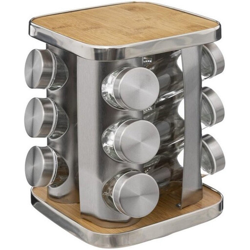 5five Revolving Bamboo and Stainless Steel Spice Rack