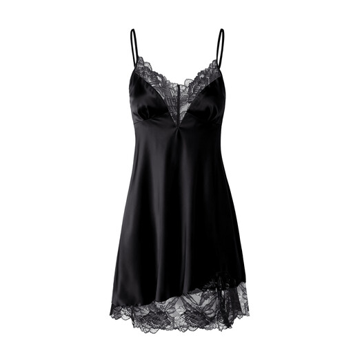 IZURIA Silk-Like Slip Dress with Wide Lace in Black