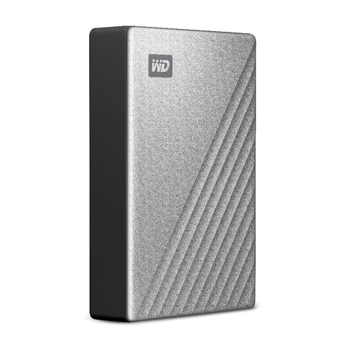 Silver Western Digital My Passport Ultra for Mac 5TB portable hard drive