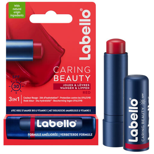 Labello Caring Beauty Red Tinted Lip Balm Stick SPF 30
