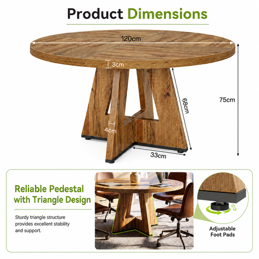 Tribesigns Round Dining Table 120 cm