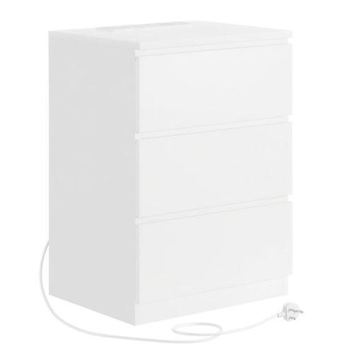 Ochama x SONGMICS Nightstand with Charging Station in white
